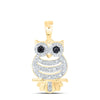 10kt Yellow Gold Womens Diamond Owl Pendant 1/6 Cttw