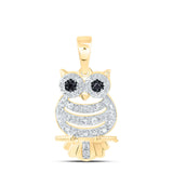 10kt Yellow Gold Womens Diamond Owl Pendant 1/6 Cttw