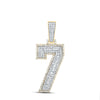 10kt Two-tone Gold Mens Baguette Diamond Number 7 Charm Pendant 1-1/3 Cttw