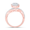 10kt Rose Gold Round Diamond Square Bridal Wedding Engagement Ring 1-1/4 Cttw
