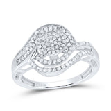 Sterling Silver Womens Round Diamond Cluster Ring 1/2 Cttw