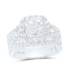 14kt White Gold Princess Diamond Cluster Bridal Wedding Engagement Ring 2 Cttw
