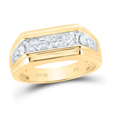 10kt Yellow Gold Mens Round Diamond Flat Top Band Ring 1 Cttw