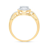 10kt Yellow Gold Womens Round Diamond Oval Cluster Ring 1/4 Cttw