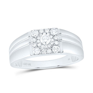 10kt White Gold Mens Round Diamond Solitaire Band Ring 1/2 Cttw