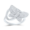Sterling Silver Womens Round Diamond Butterfly Ring 1/2 Cttw