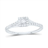 10kt White Gold Womens Round Diamond Halo Promise Ring 1/4 Cttw