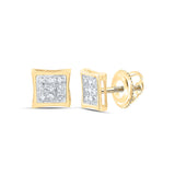 10kt Yellow Gold Womens Round Diamond Kite Cluster Earrings 1/20 Cttw
