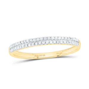 10kt Yellow Gold Womens Round Diamond Slender Double Row Band 1/6 Cttw
