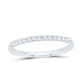 14kt White Gold Womens Round Diamond Wedding Single Row Band 1/6 Cttw