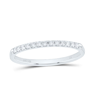 14kt White Gold Womens Round Diamond Wedding Single Row Band 1/6 Cttw