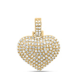 10kt Yellow Gold Mens Round Diamond Heart Charm Pendant 1/2 Cttw