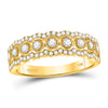 10kt Yellow Gold Womens Round Diamond Triple Row Vintage-inspired Band Ring 1/3 Cttw