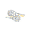 10kt Yellow Gold Womens Round Diamond Bypass Teardrop Ring 3/8 Cttw