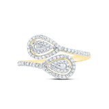10kt Yellow Gold Womens Round Diamond Bypass Teardrop Ring 3/8 Cttw