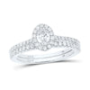 14kt White Gold Oval Diamond Oval Halo Bridal Wedding Ring Band Set 7/8 Cttw
