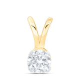 14kt Yellow Gold Womens Round Diamond Solitaire Pendant 1/4 Cttw