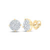 10kt Yellow Gold Round Diamond Cluster Earrings 1/2 Cttw