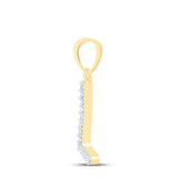 10kt Yellow Gold Womens Round Diamond L Initial Letter Pendant 1/20 Cttw