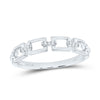10kt White Gold Womens Round Diamond Chain Link Stackable Band Ring .03 Cttw