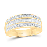 10kt Yellow Gold Mens Baguette Diamond Band Ring 7/8 Cttw