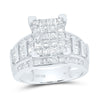 10kt White Gold Princess Diamond Square Bridal Wedding Engagement Ring 2 Cttw