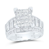 10kt White Gold Princess Diamond Square Bridal Wedding Engagement Ring 2 Cttw