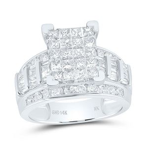 10kt White Gold Princess Diamond Square Bridal Wedding Engagement Ring 2 Cttw