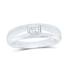 10kt White Gold Mens Princess Diamond Solitaire Band Ring 1/3 Cttw