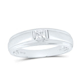 10kt White Gold Mens Princess Diamond Solitaire Band Ring 1/3 Cttw