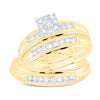 10kt Yellow Gold His Hers Round Diamond Solitaire Matching Wedding Set 3/8 Cttw