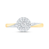10kt Yellow Gold Womens Round Diamond Cluster Ring 1/4 Cttw