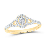10kt Yellow Gold Womens Round Diamond Oval Ring 1/10 Cttw