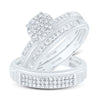 Sterling Silver His Hers Round Diamond Oval Matching Wedding Set 1/2 Cttw