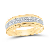 10kt Yellow Gold Mens Round Diamond Wedding Scalloped Edge Band Ring 1/5 Cttw