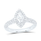 14kt White Gold Marquise Diamond Halo Bridal Wedding Engagement Ring 1 Cttw