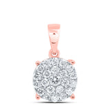10kt Rose Gold Womens Round Diamond Cluster Pendant 2 Cttw