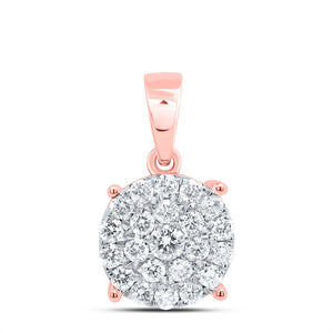 10kt Rose Gold Womens Round Diamond Cluster Pendant 2 Cttw