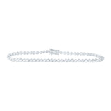 14kt White Gold Womens Round Diamond Single Row Tennis Bracelet 2 Cttw