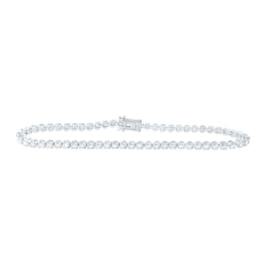 14kt White Gold Womens Round Diamond Single Row Tennis Bracelet 2 Cttw