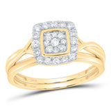 10kt Yellow Gold Round Diamond Bridal Wedding Ring Band Set 1/3 Cttw