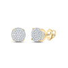 10kt Yellow Gold Round Diamond Circle Cluster Stud Earrings 1/4 Cttw
