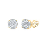 10kt Yellow Gold Round Diamond Circle Cluster Stud Earrings 1/4 Cttw