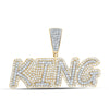 10kt Yellow Gold Mens Round Diamond KING Charm Pendant 1 Cttw