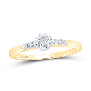 10kt Yellow Gold Round Diamond Solitaire Bridal Wedding Engagement Ring 1/20 Cttw