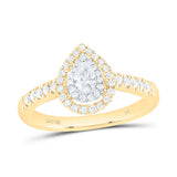 10kt Yellow Gold Pear Diamond Halo Bridal Wedding Engagement Ring 1/2 Cttw