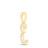 10kt Yellow Gold Womens Round Diamond E Initial Letter Pendant 1/8 Cttw