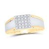 10kt Two-tone Gold Mens Round Diamond Square Ring 1/8 Cttw