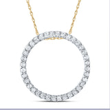 10kt Yellow Gold Womens Round Diamond Circle Pendant 1/6 Cttw