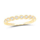 10kt Yellow Gold Womens Round Diamond Stackable Band Ring 1/10 Cttw